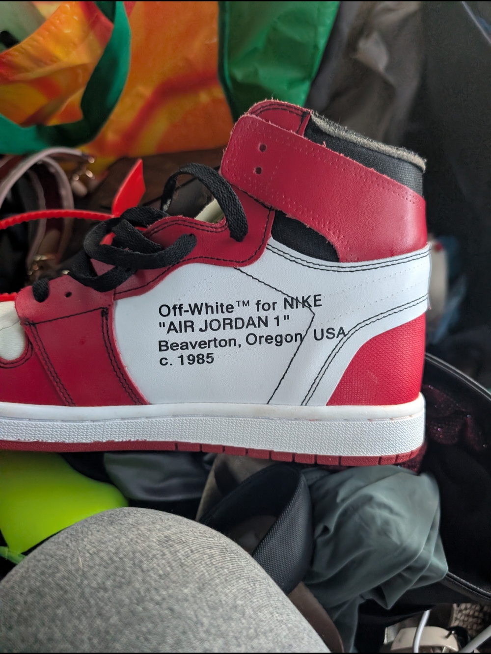 Nike Red White High-Top Sneaker with Black Accents